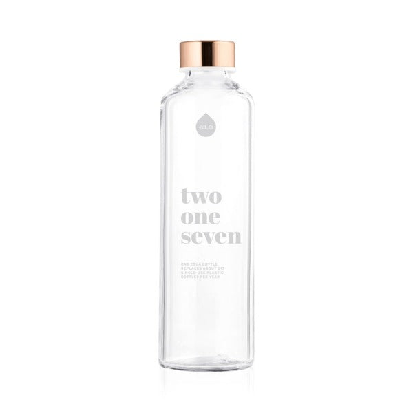 Flasche innen transparent aus ultra klarem Borosilikatglas mit Aufdruck - 217.