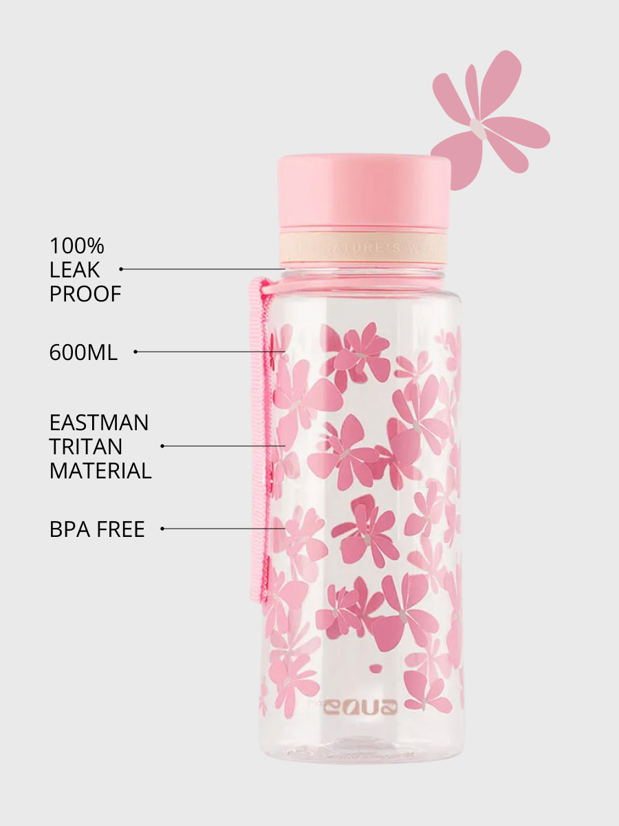 BPA freie Plastiktrinkflasche aus hochwertigem Eastman Tritan - mit praktischem Tragehenkel - Trageband. Volumen 600ml. Auslaufsicher und einfach zum Öffnen und Schliessen des Deckels.