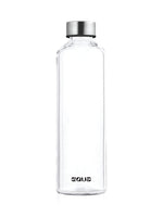 EQUA minimalistische Plain Black Glas Trinkflasche 750 ml. Form zylindrisch unisex und zeitlos.